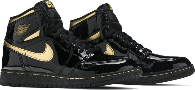 Air Jordan 1 Retro High OG GS Black Metallic Gold Sneakers, black