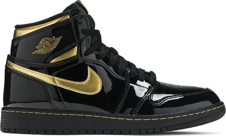 Air Jordan 1 Retro High OG GS Black Metallic Gold Sneakers, black