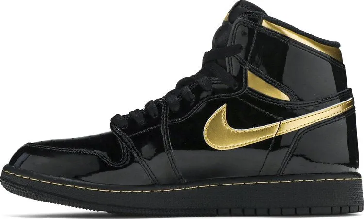 Air Jordan 1 Retro High OG GS Black Metallic Gold Sneakers, black