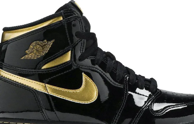 Air Jordan 1 Retro High OG GS Black Metallic Gold Sneakers, black