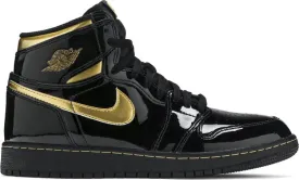 Air Jordan 1 Retro High OG GS Black Metallic Gold Sneakers, black