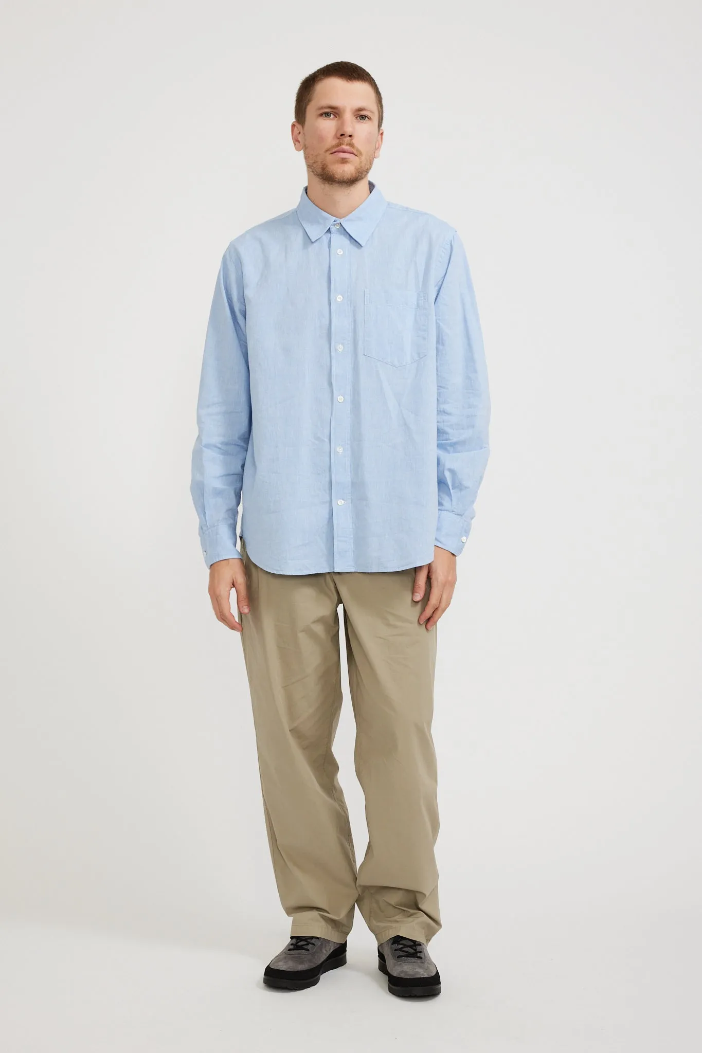 Algot Relaxed Cotton Linen Shirt Pale Blue