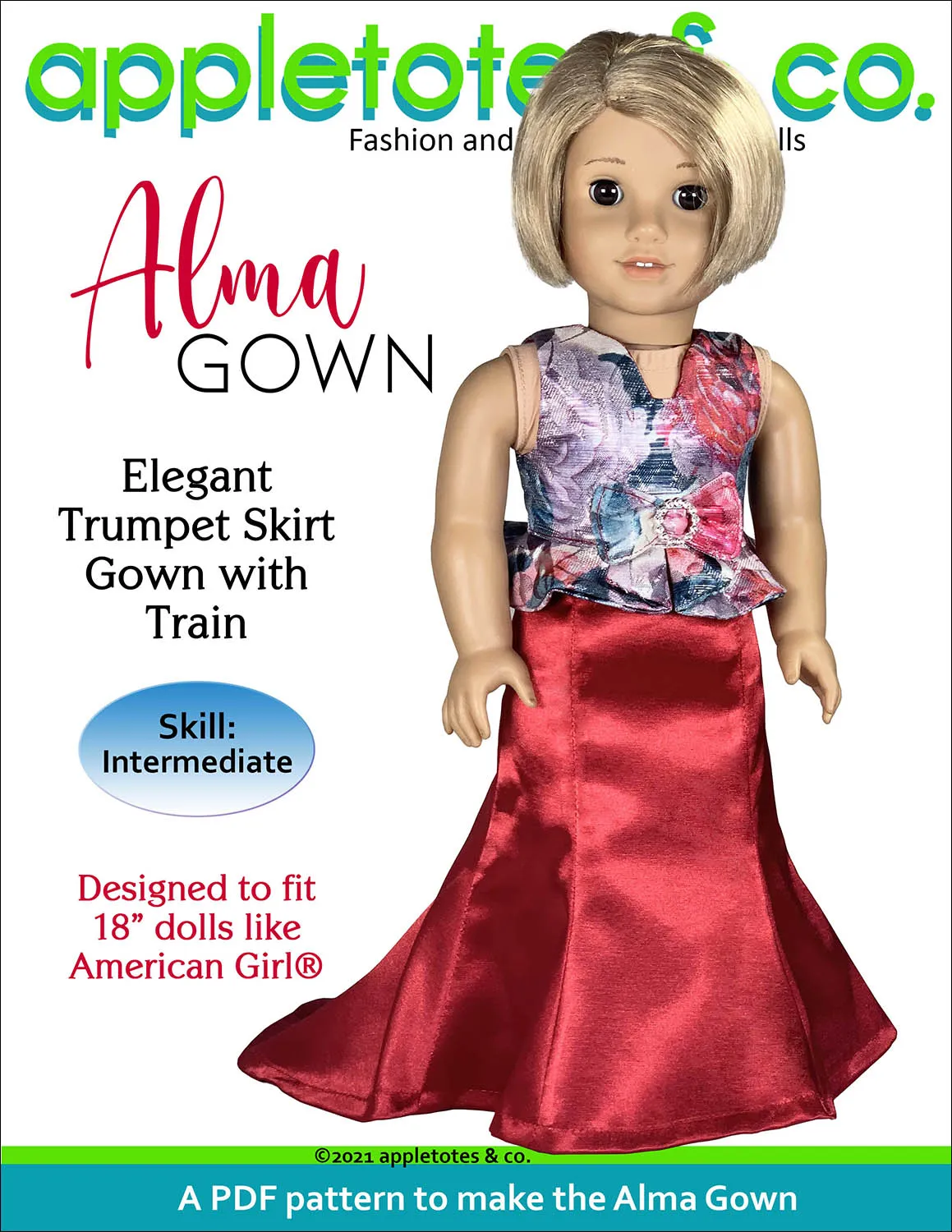 Alma Gown 18 Inch Doll Sewing Pattern