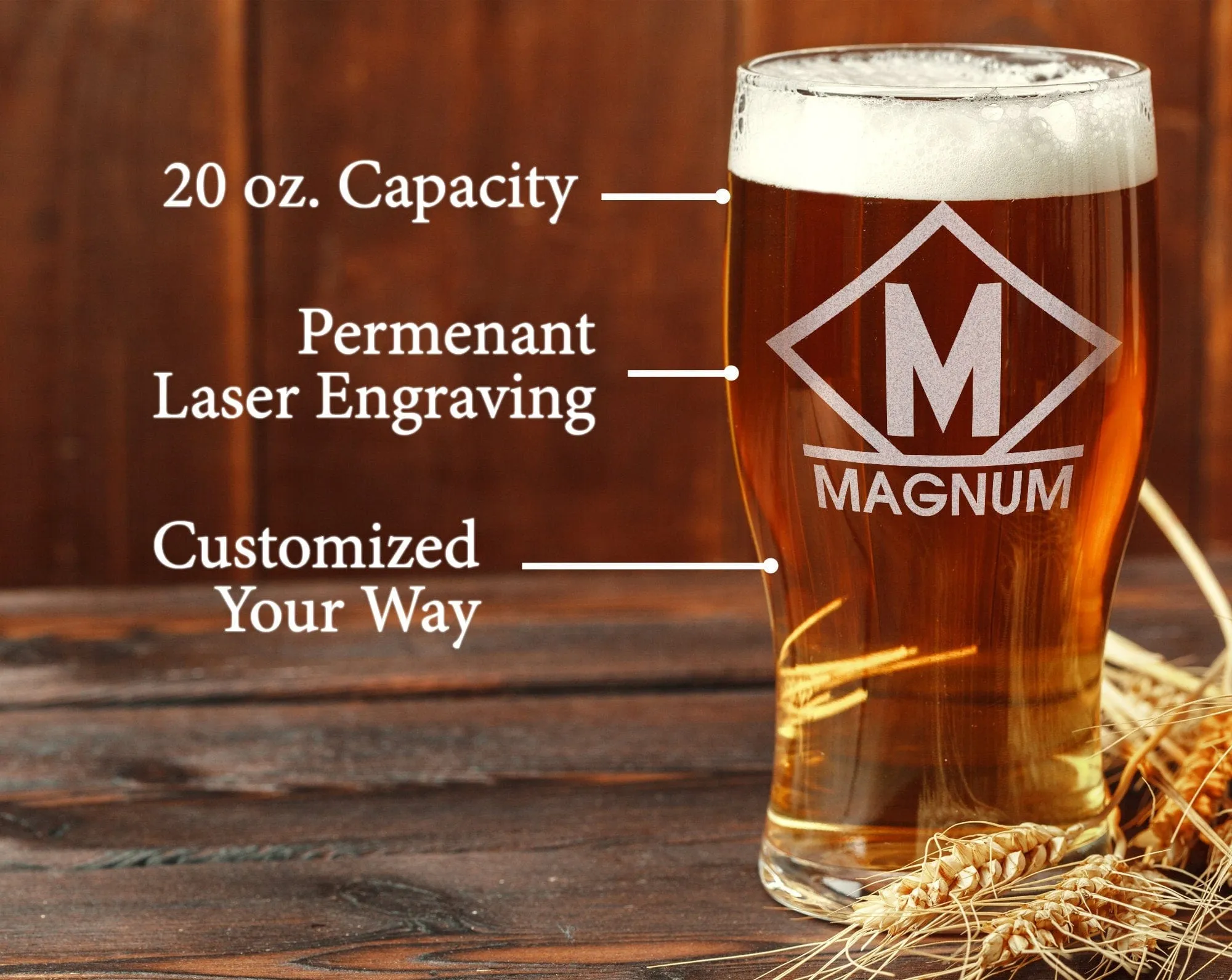 Best Dad Gifts for Men Personalized Beer Glass 20oz Custom Engraved Pilsner Birthday Son Grandpa Gift Monogram Women Cave Bar Accessory