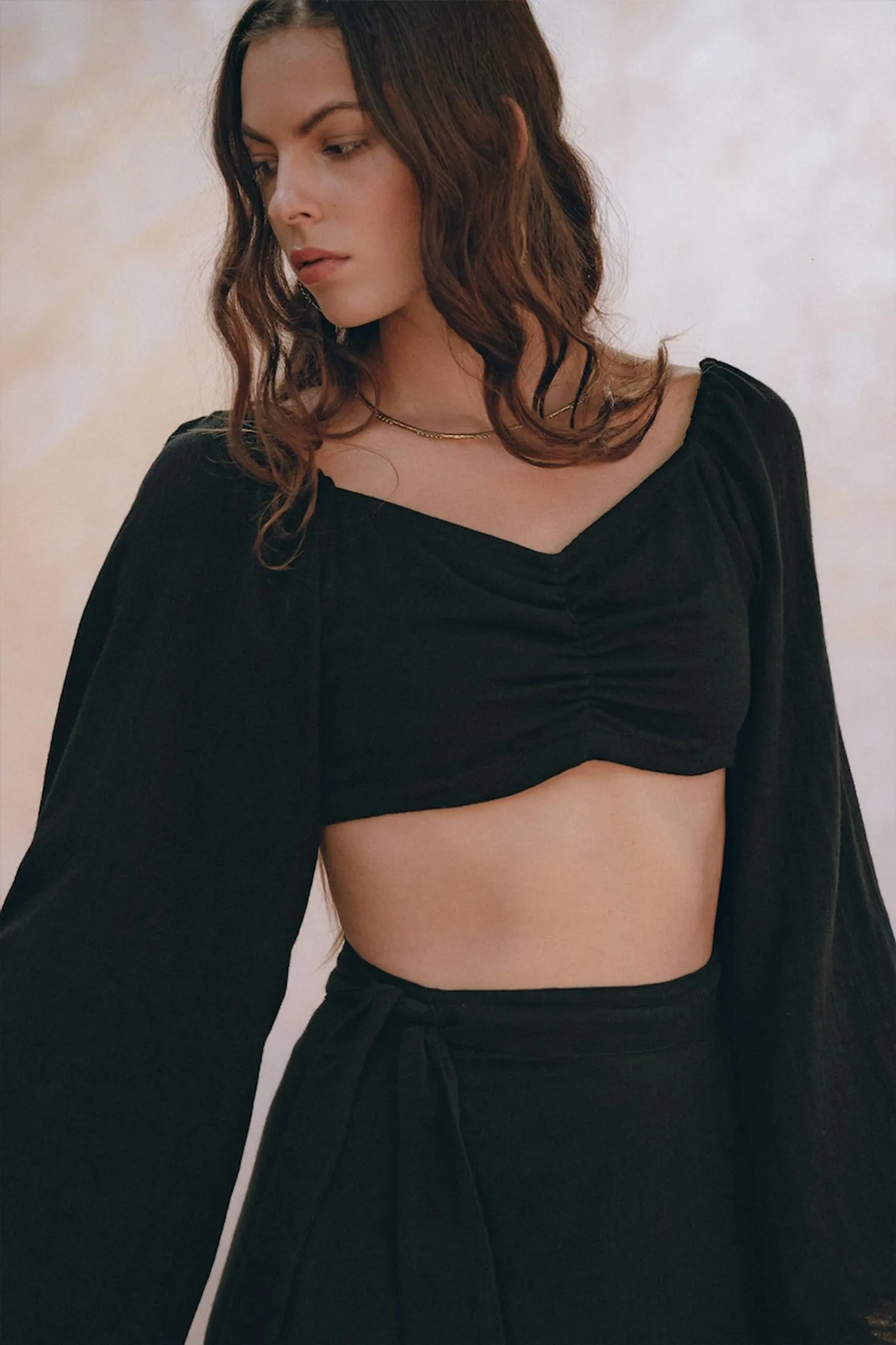 Black Summer Open Belly Top and Skirt • Black Tank Top and Maxi Skirt