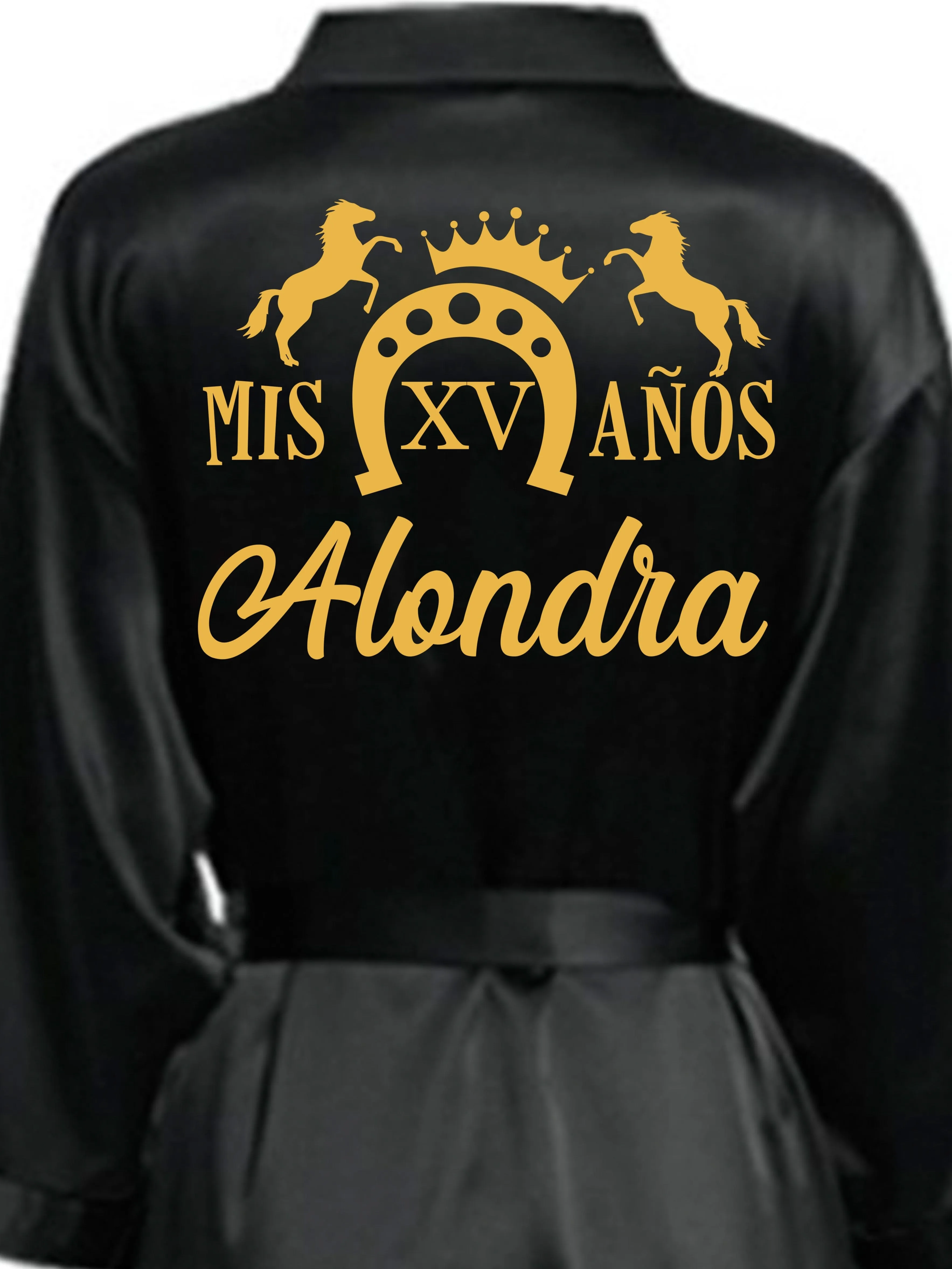 Black with Gold robe for quinceanera