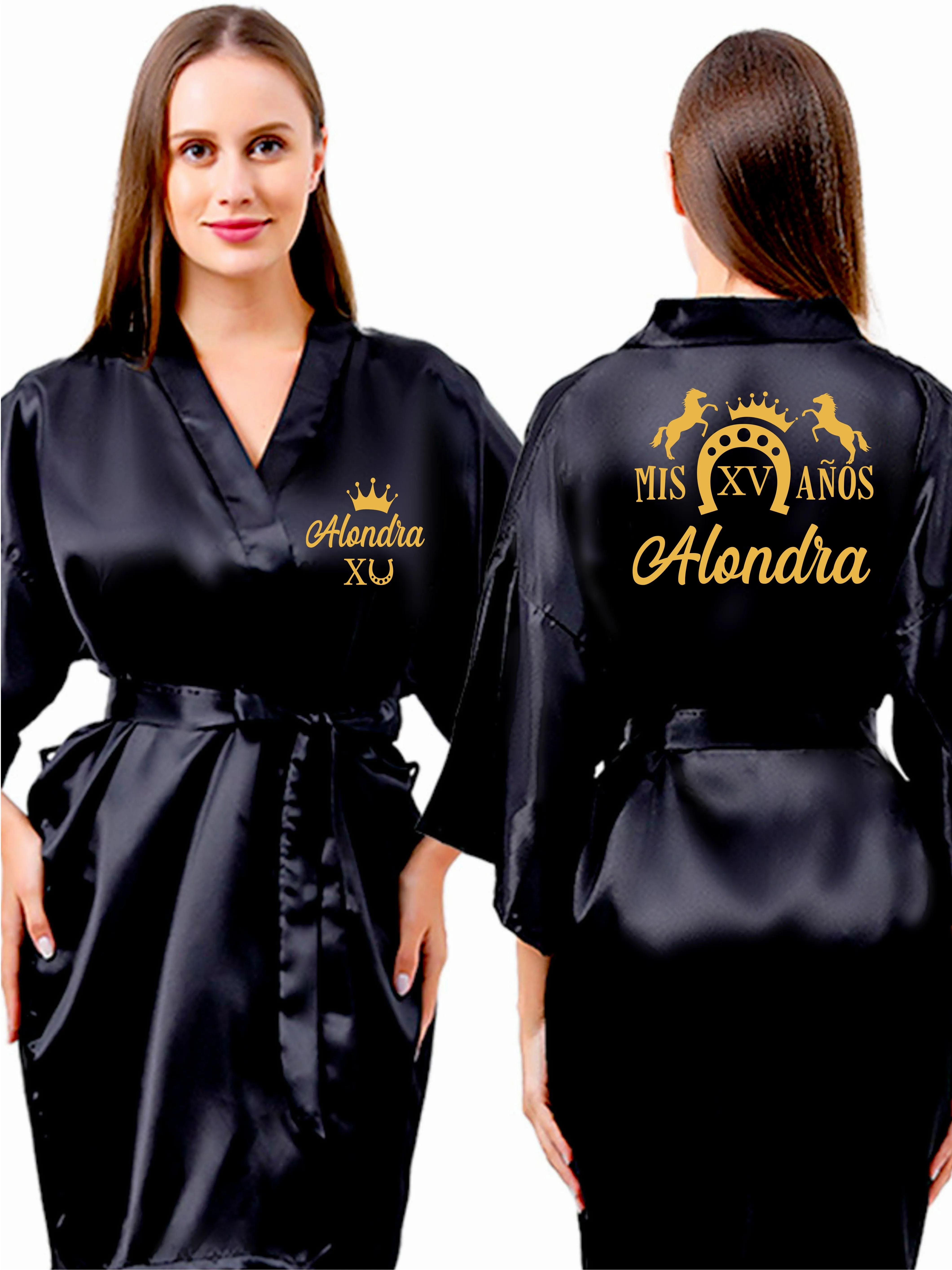 Black with Gold robe for quinceanera