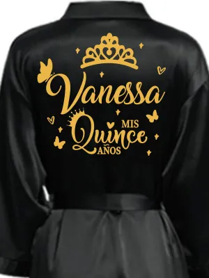 Black with Gold robe for quinceanera