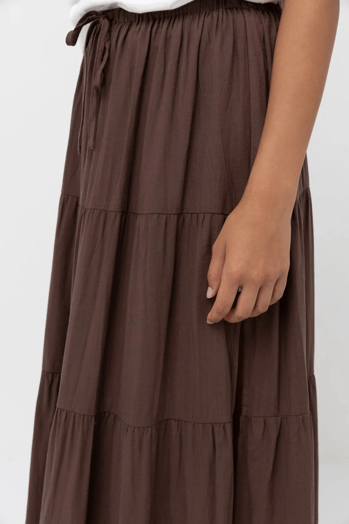 Classic Tiered Maxi Skirt - Chocolate