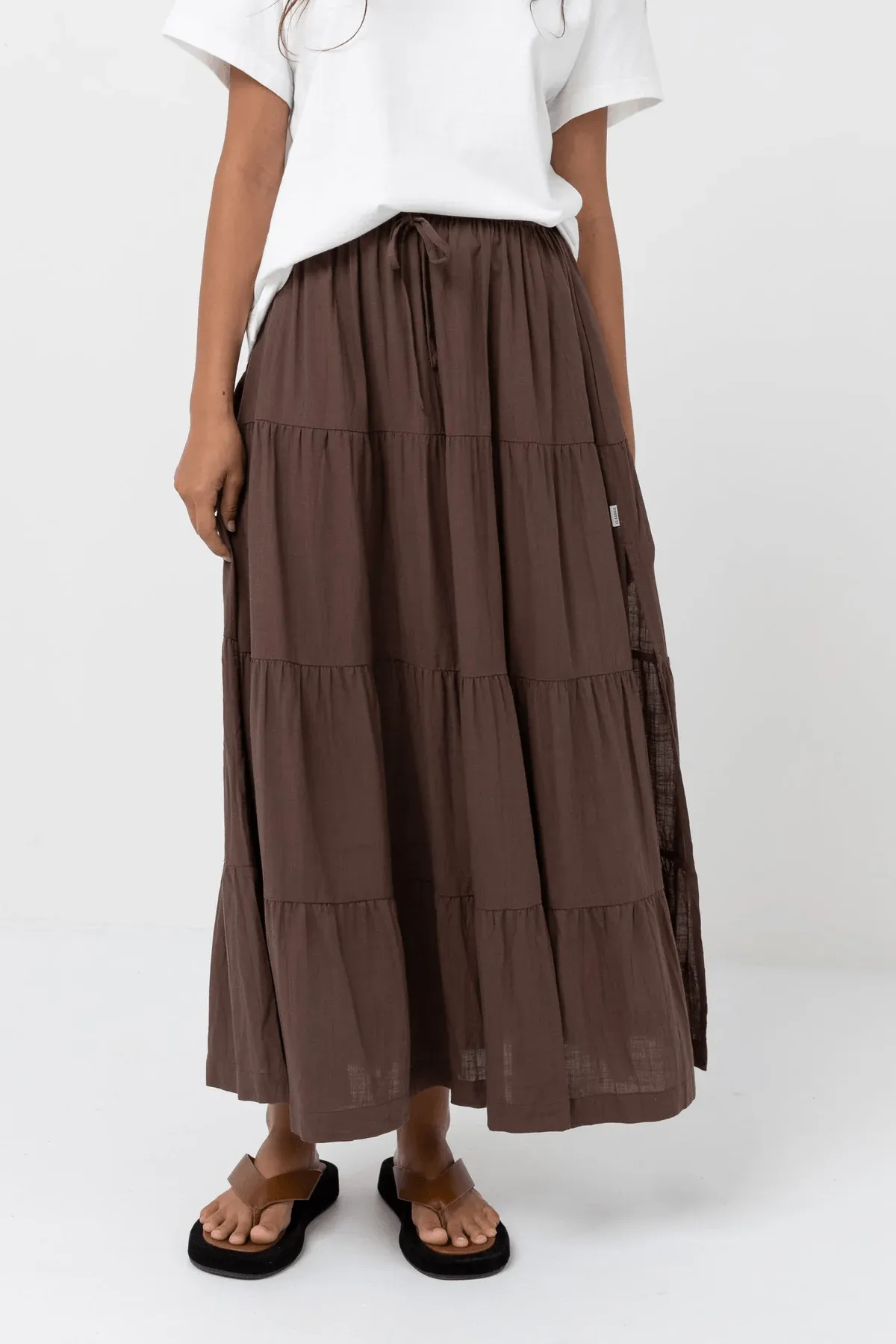 Classic Tiered Maxi Skirt - Chocolate