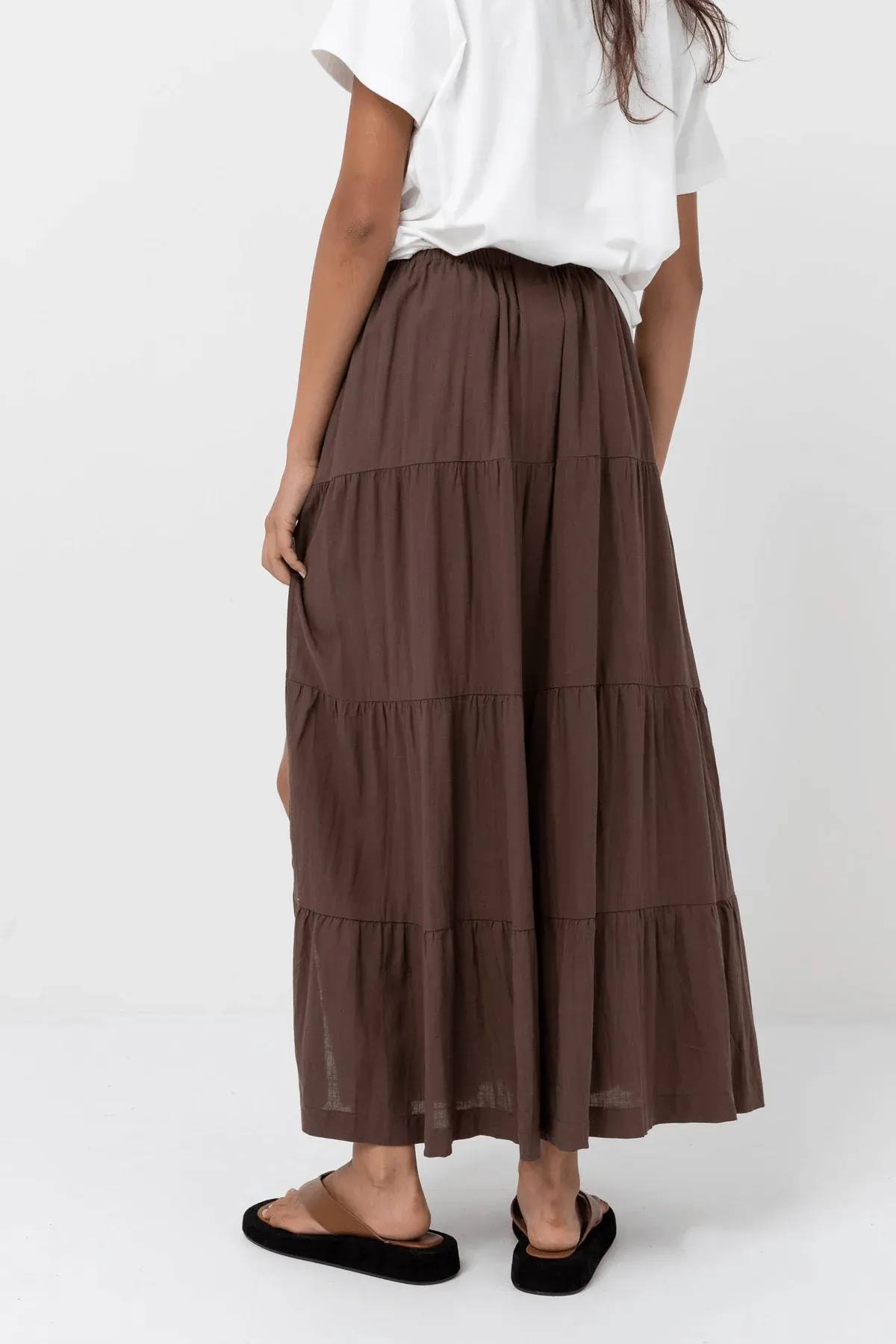 Classic Tiered Maxi Skirt - Chocolate