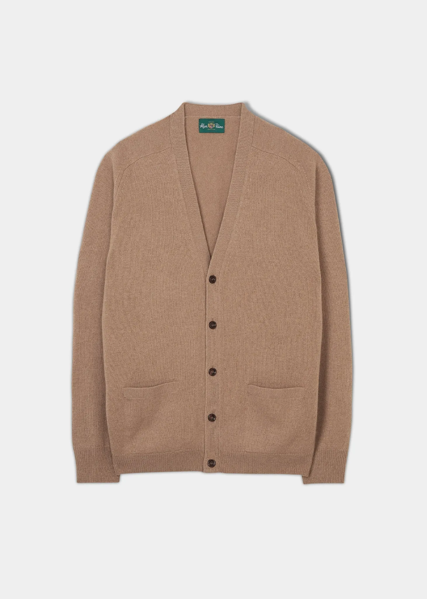 Cornwall Lambswool Cardigan in Camel - Classic Fit