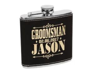 Custom Flask for Mens Birthday Idea Womens Bride Tribe Personalized Gifts Wedding Groomsmen Best Man Gold Engraved Father Mans Gift Leather