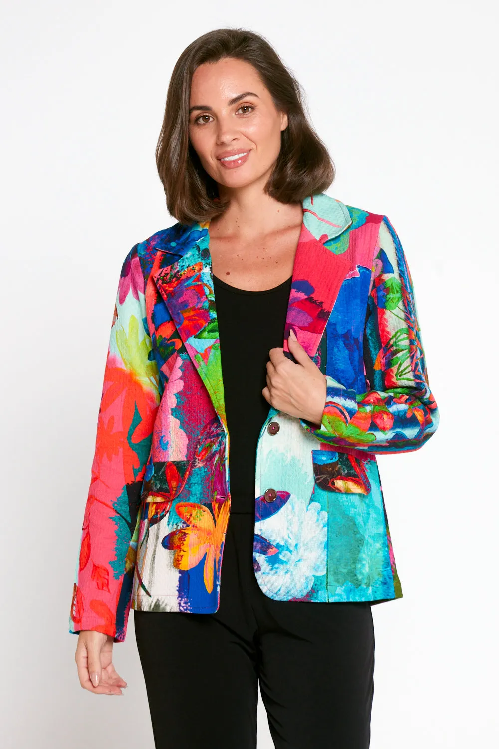 Digital Print Cotton Blazer - Bold Bouquet