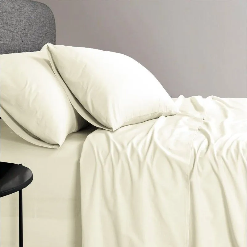 Elan Linen 1200TC Organic Cotton Cream Single Sheet Set