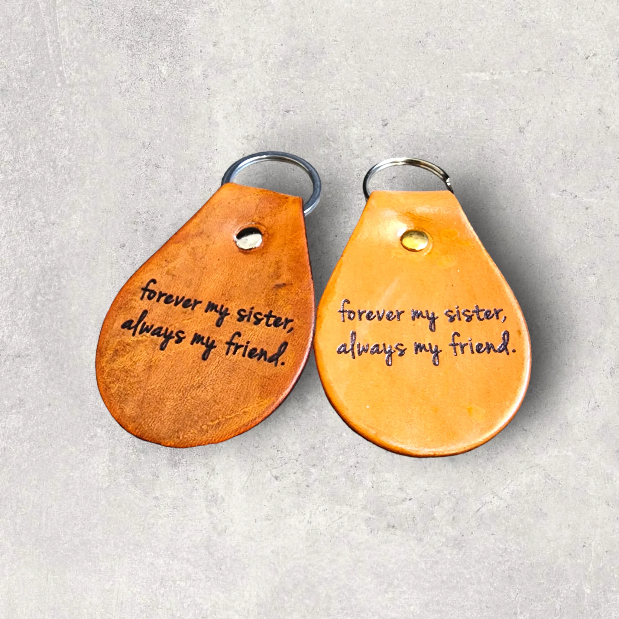 Engraved Leather Keychain -Forever my sister, always my friend