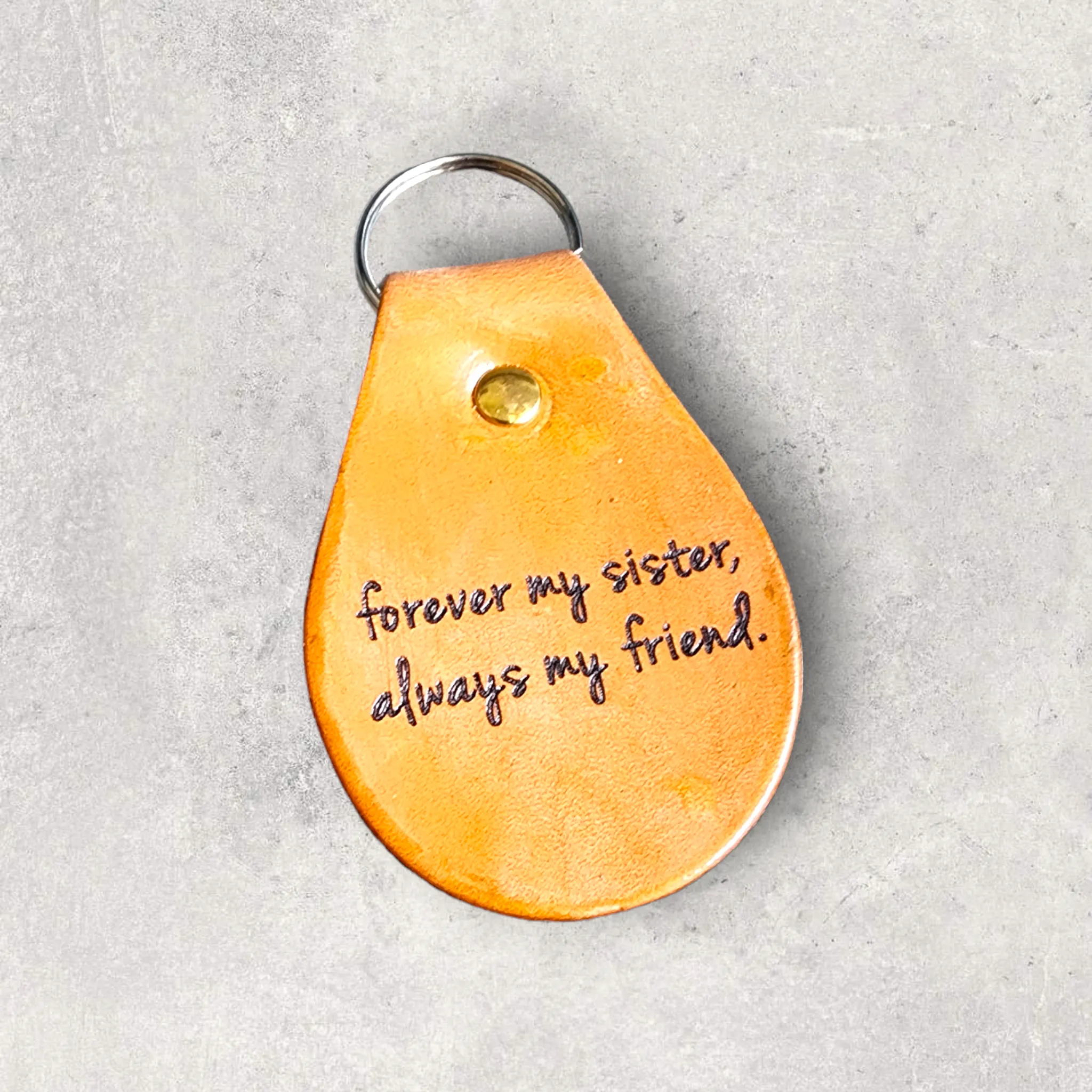 Engraved Leather Keychain -Forever my sister, always my friend