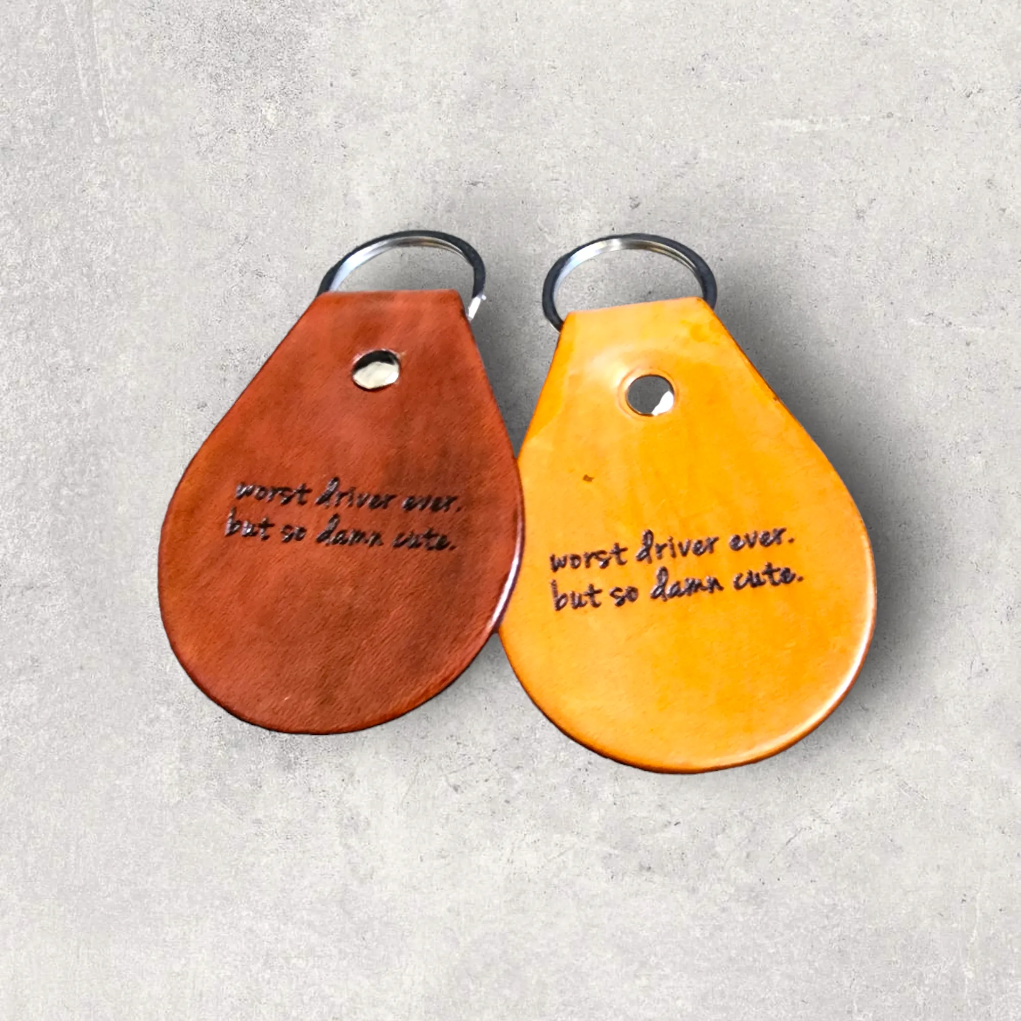 Engraved Leather Keychain -Worst driver ever but so damn cute