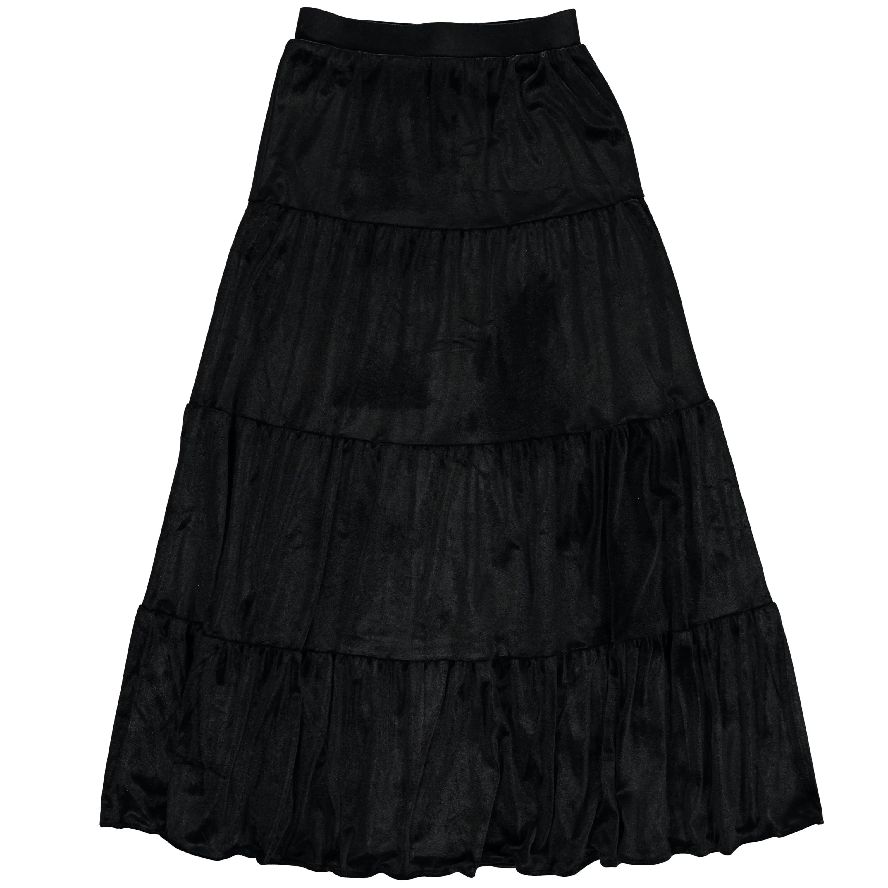 Girls Tiered Velour Maxi Skirt