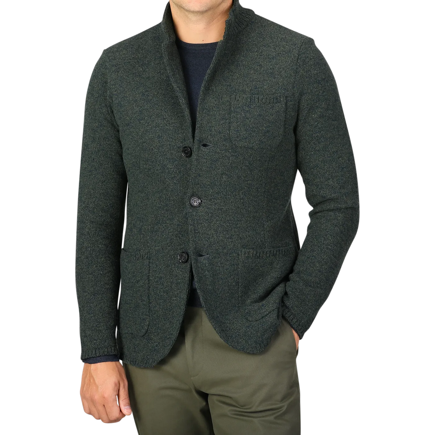 Green Melange Winter Wool Mouline Swacket