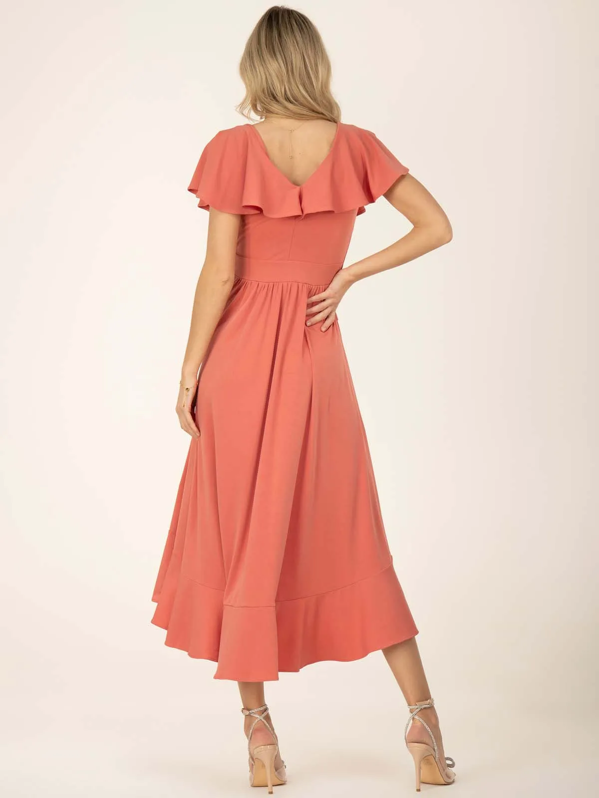 Jolie Moi Alleigh Frill Maxi Dress, Rusty Red