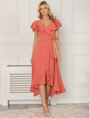 Jolie Moi Alleigh Frill Maxi Dress, Rusty Red