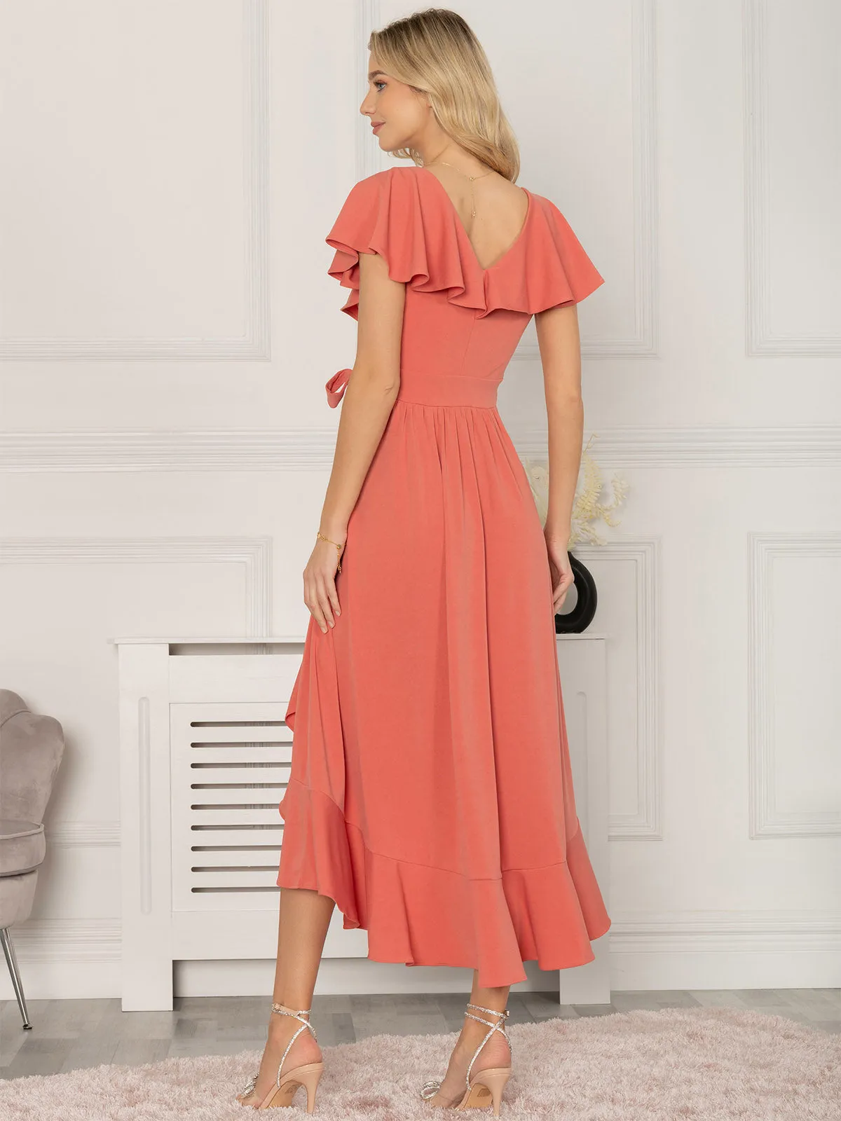 Jolie Moi Alleigh Frill Maxi Dress, Rusty Red