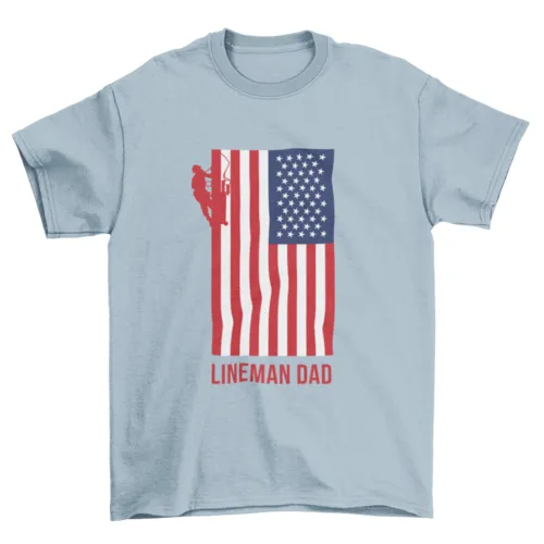 Lineman dad american flag t-shirt