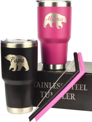 Mama Bear Tumbler, Papa Bear Tumbler, Engraved Mama Bear, Papa Bear Stainless Steel