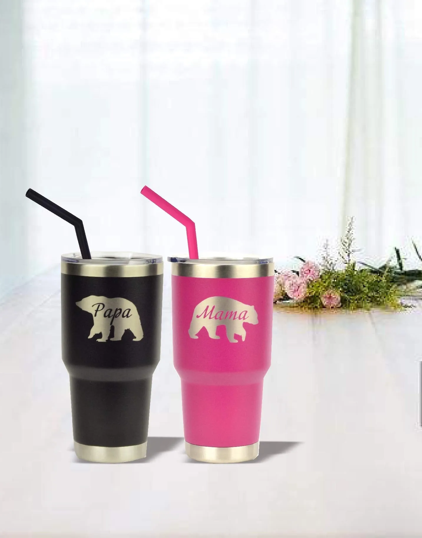 Mama Bear Tumbler, Papa Bear Tumbler, Engraved Mama Bear, Papa Bear Stainless Steel