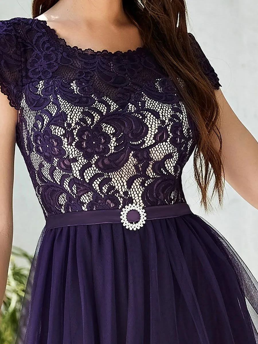 Mature Short Sleeve Lace Floor-Length Mother of the Bride Dress