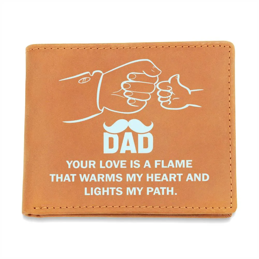 Men's Leather Wallet Dad Love is a Flame