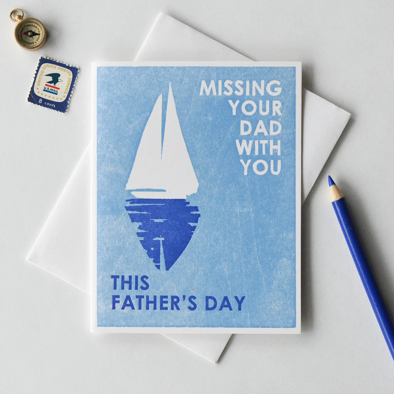 Missing Your Dad With You Letterpress Card