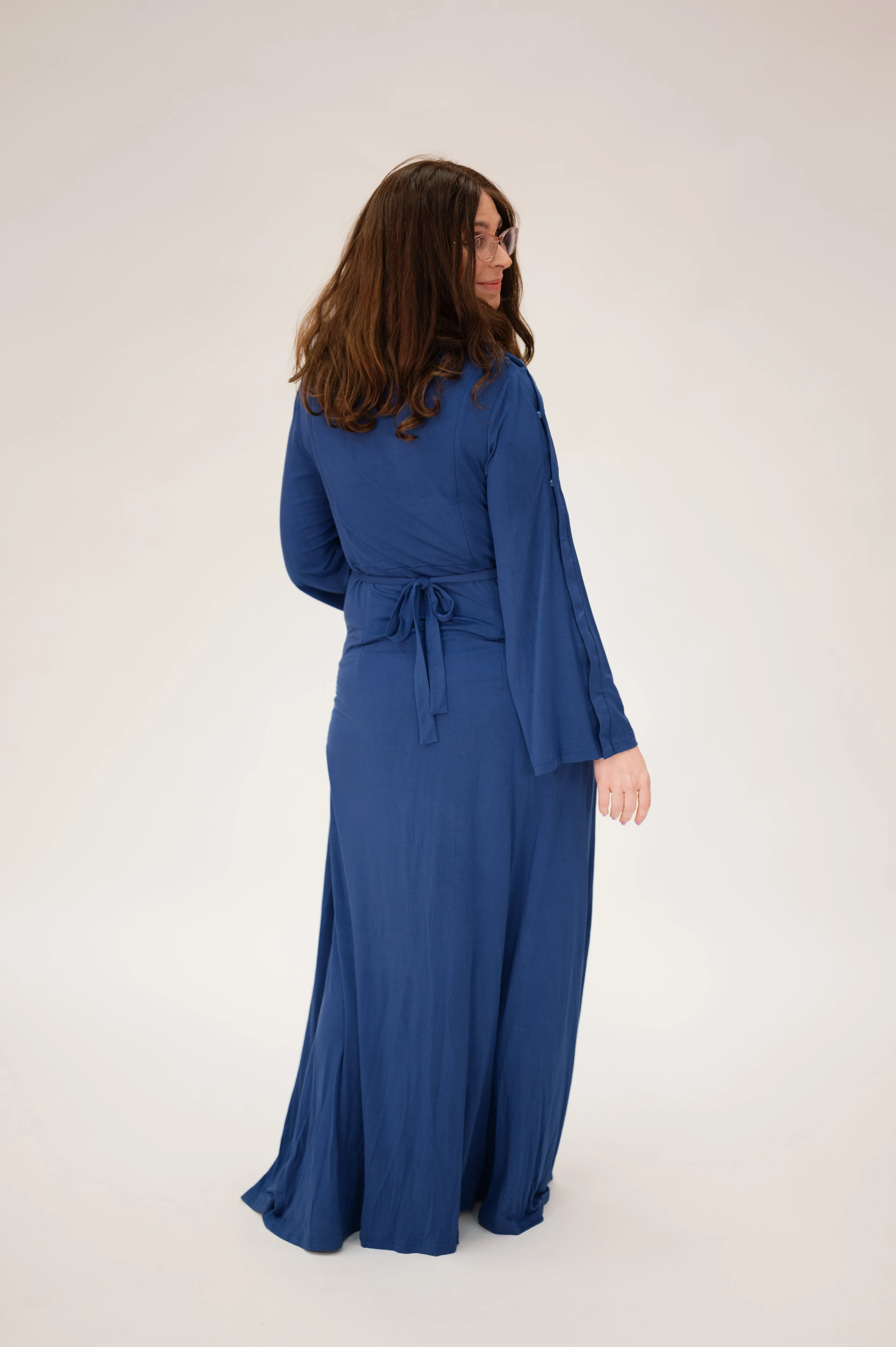 Nadia Labor & Postpartum Gown in Midnight Blue