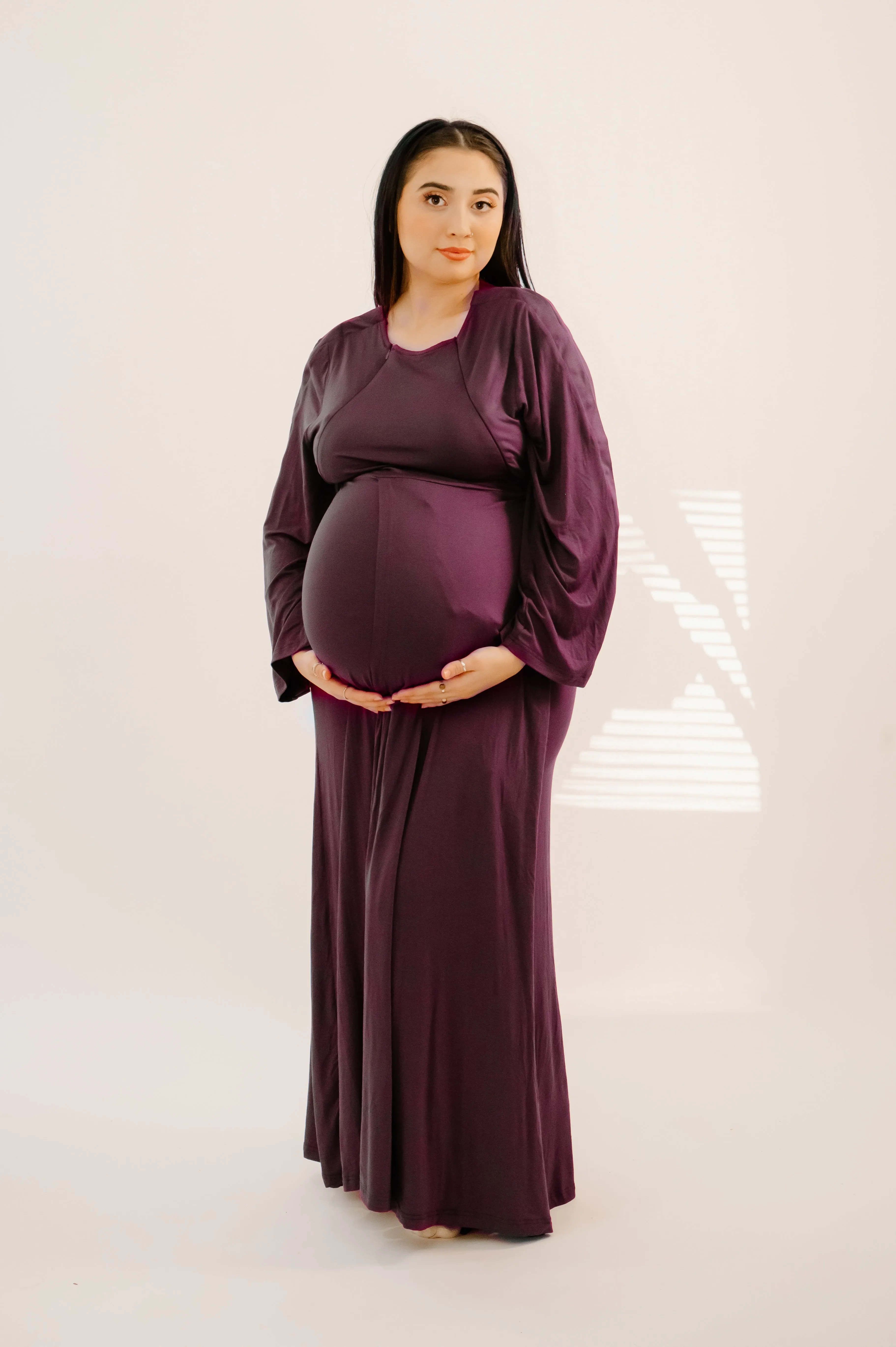 Nadia Labor & Postpartum Gown in Plum