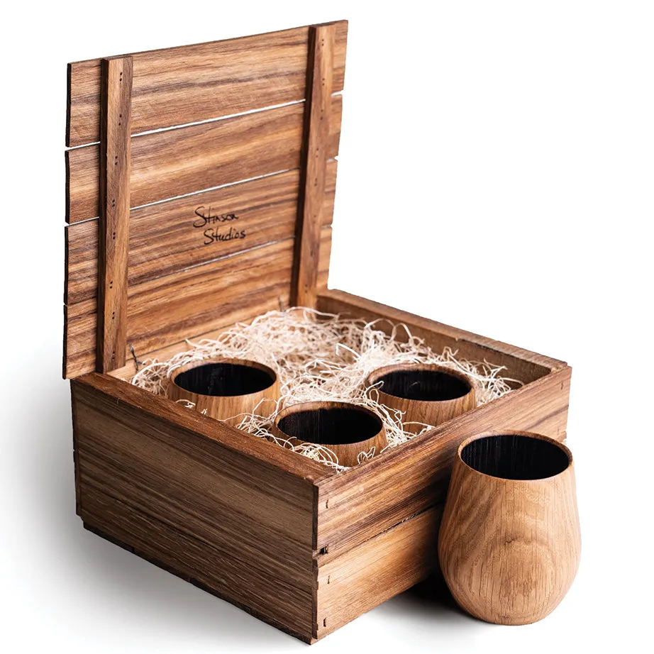 Oak Whiskey Tumbler Sets