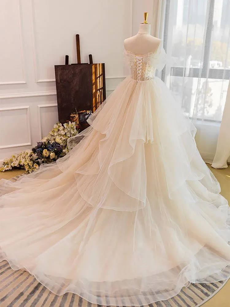 Off Shoulders Ruffles Romantic Princess Ball Gown