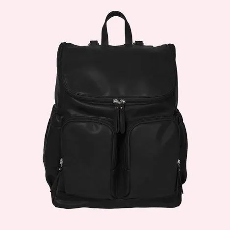 OiOi Faux Leather Nappy Backpack - Black