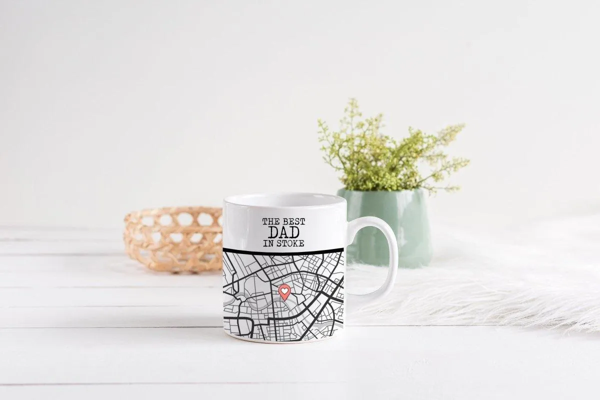 Personalised Best Dad in Town Mug, Dad Custom Map Mug, Best Daddy in Town Mug, Best Granddad Map Mug, Granddad Map Mug, Custom Map