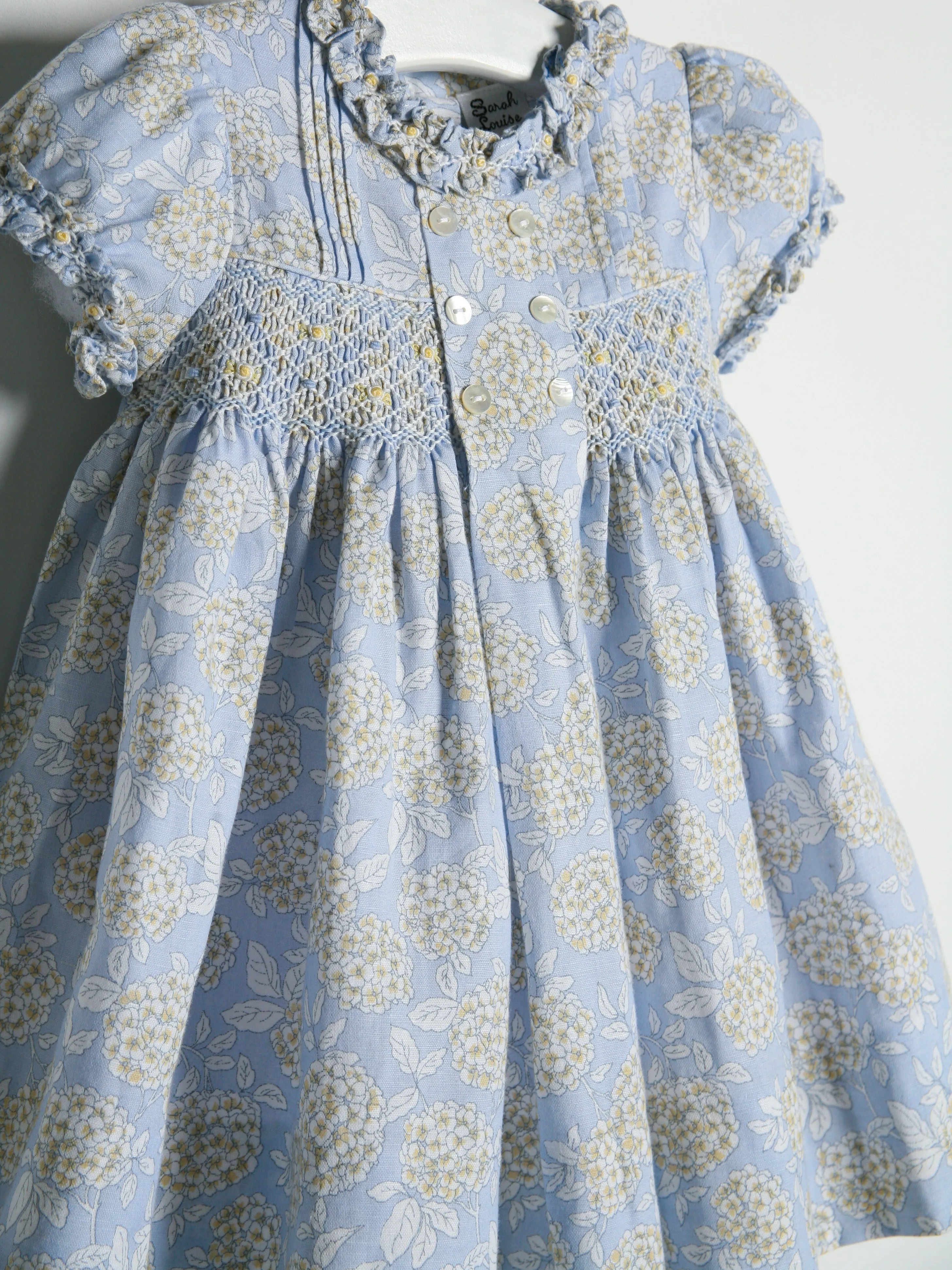 Sarah Louise Blue Hydrangea Smocked Dress