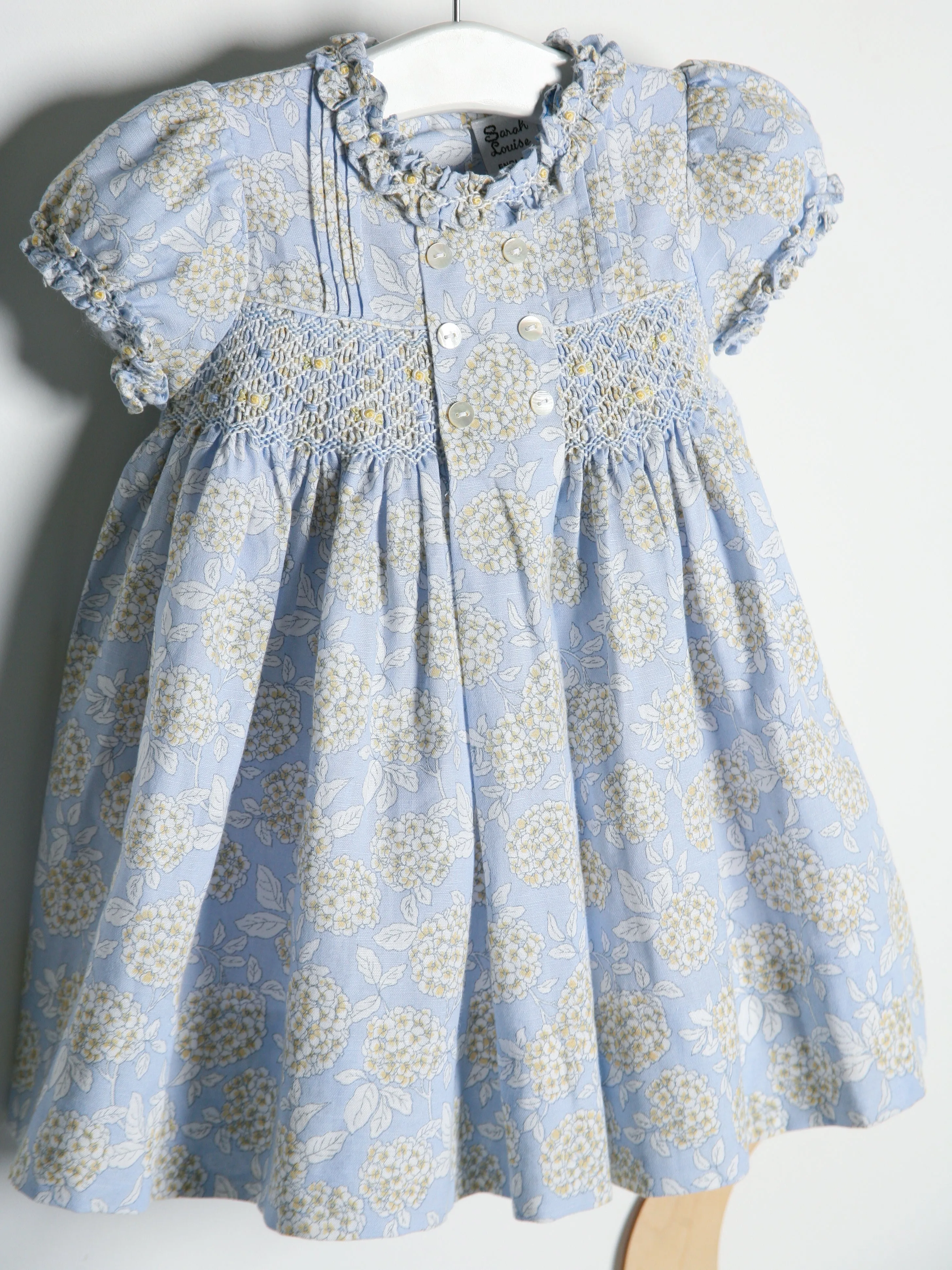 Sarah Louise Blue Hydrangea Smocked Dress