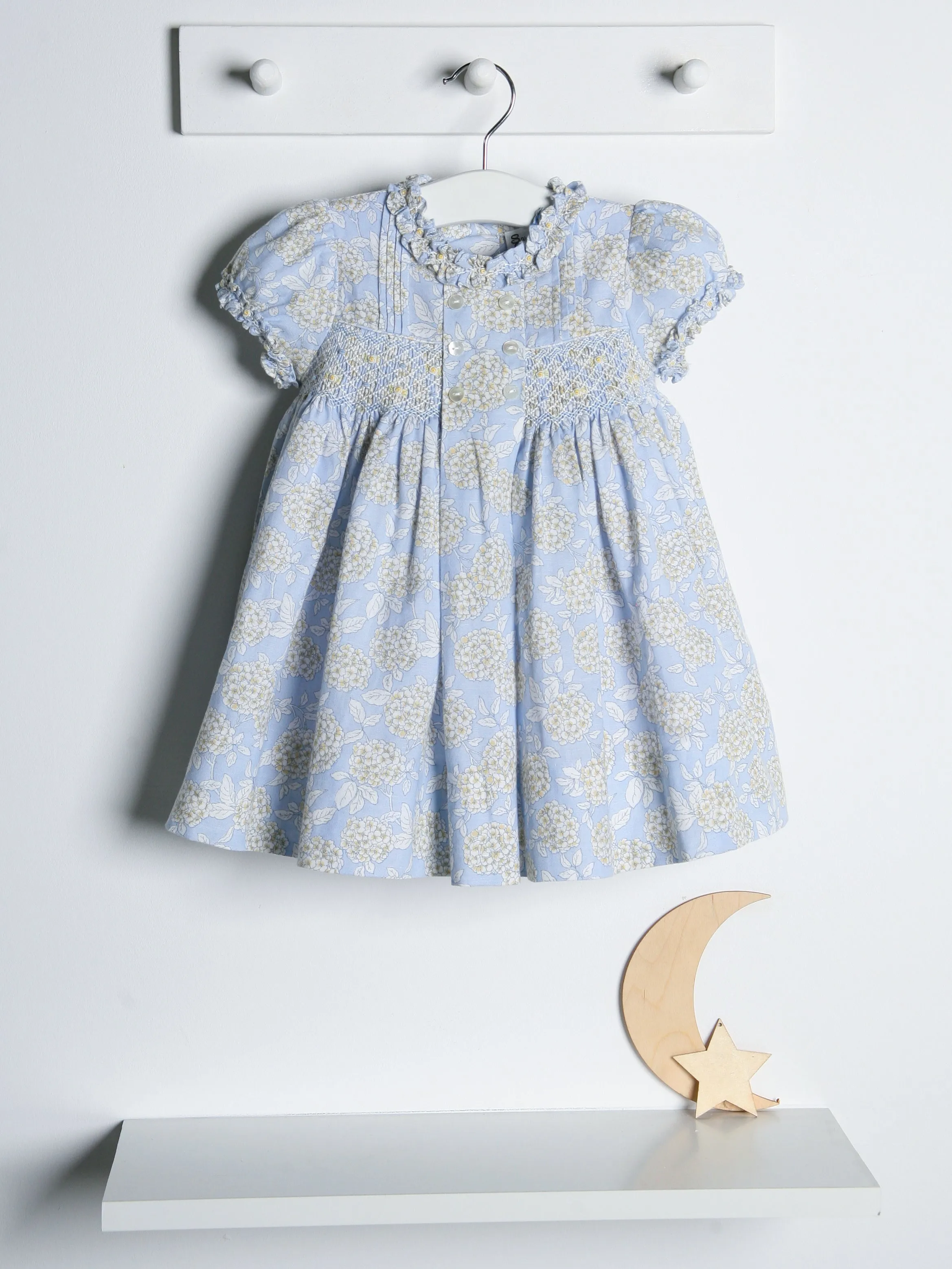 Sarah Louise Blue Hydrangea Smocked Dress