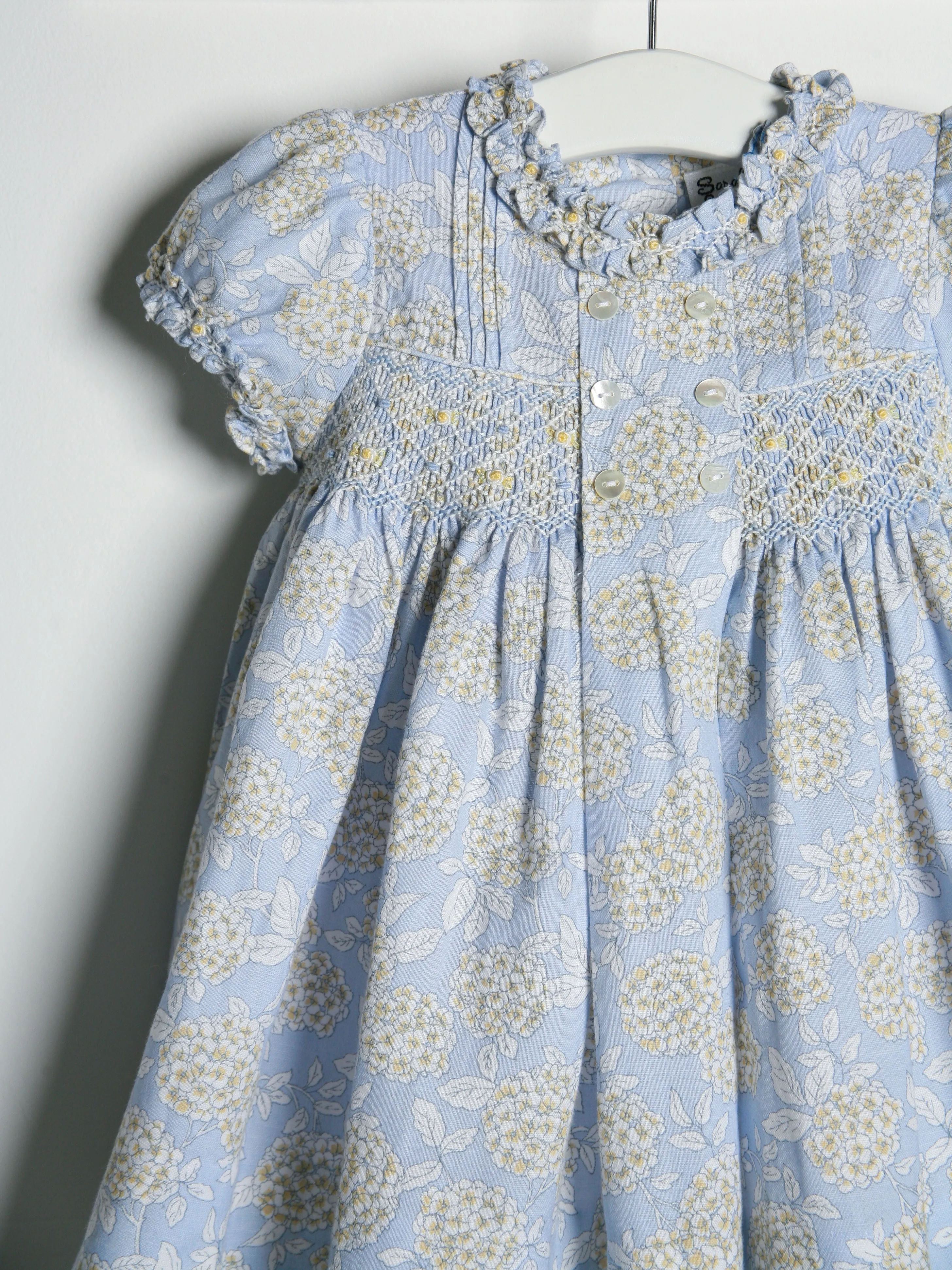 Sarah Louise Blue Hydrangea Smocked Dress