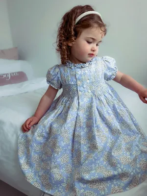 Sarah Louise Blue Hydrangea Smocked Dress