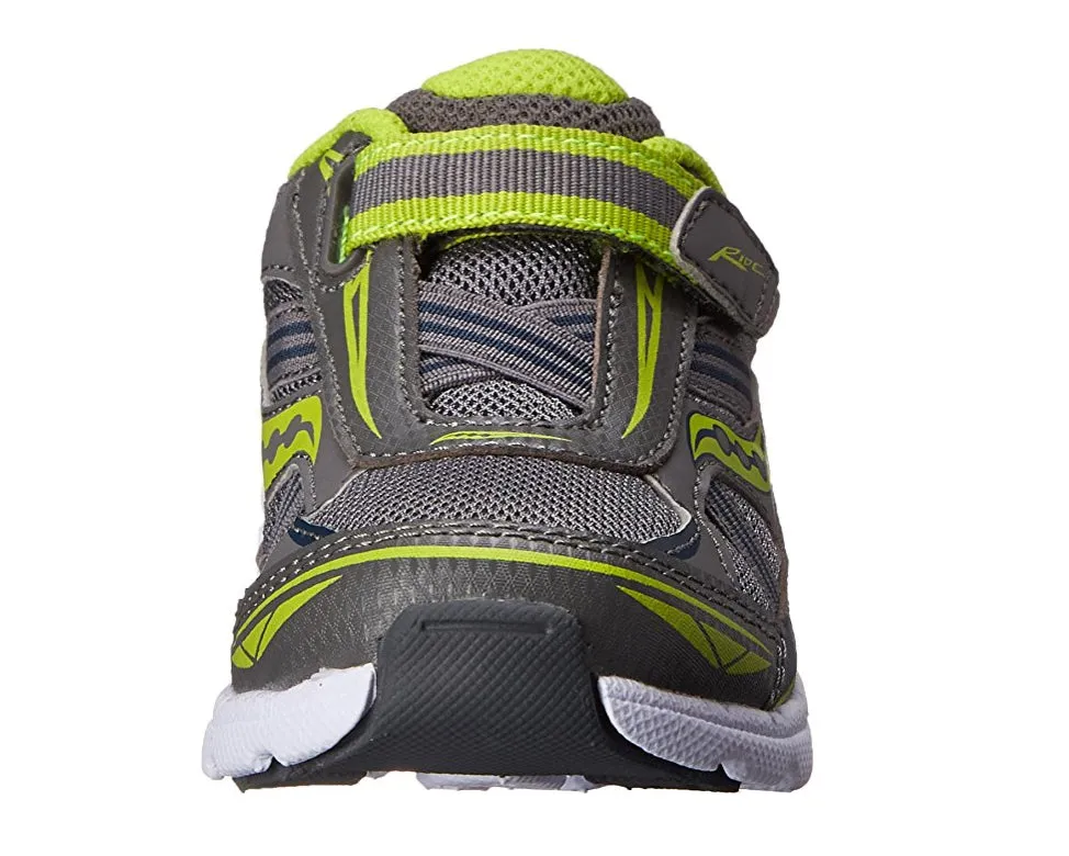 Saucony Toddler/Little Kid Baby Ride Sneaker, Grey/Lime