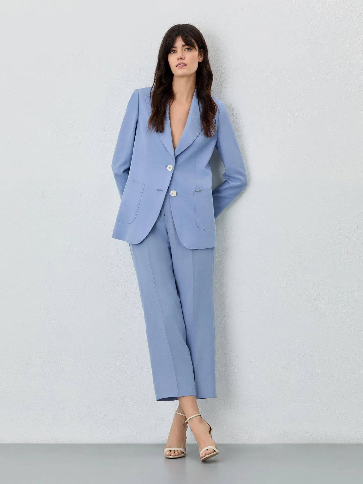 Single-Breasted Suit Blazer In Tencel Linen Blend