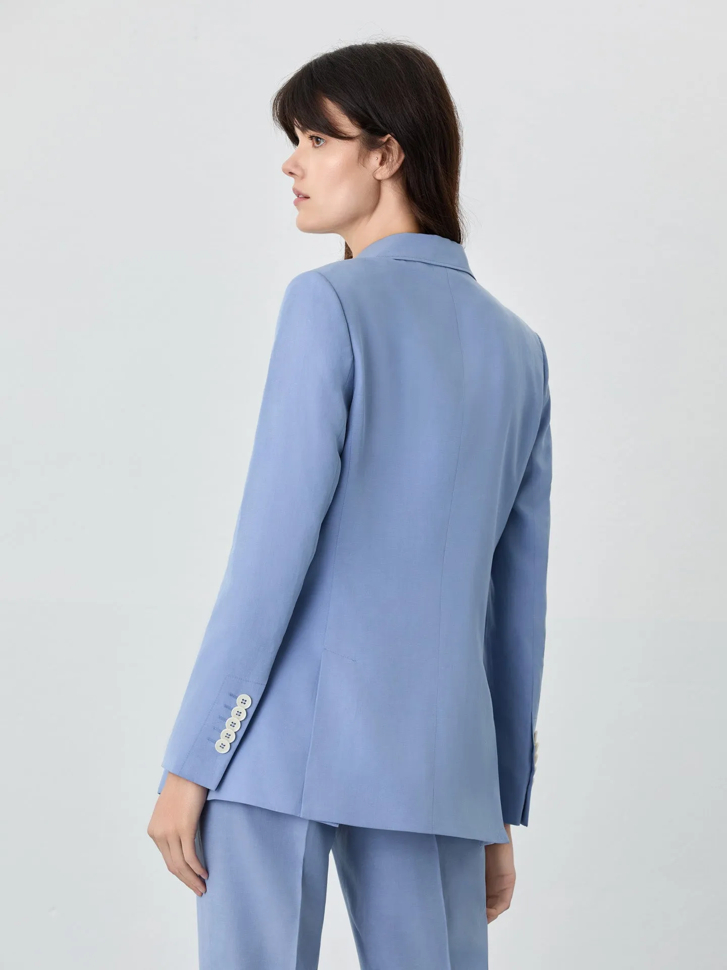 Single-Breasted Suit Blazer In Tencel Linen Blend