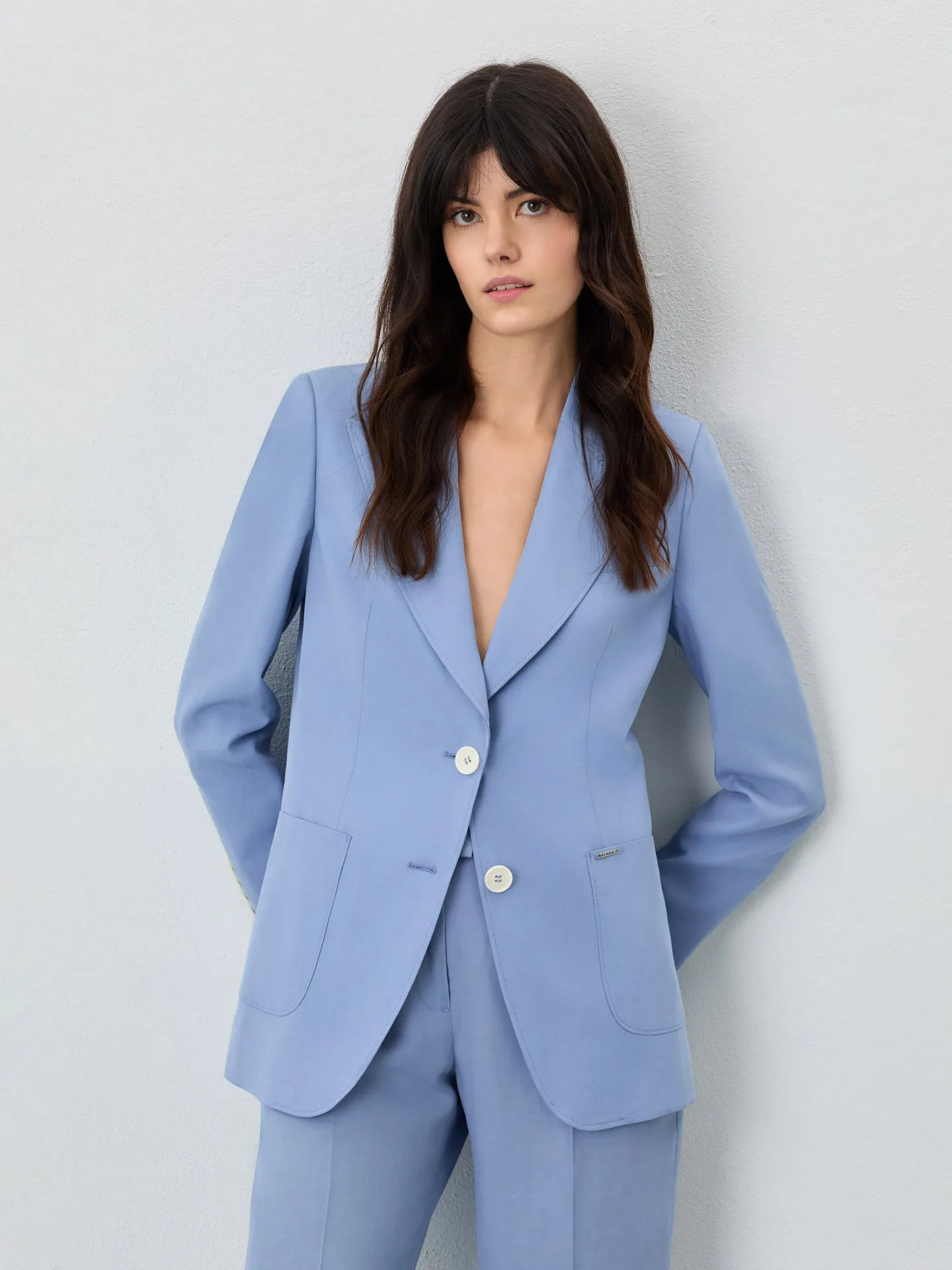 Single-Breasted Suit Blazer In Tencel Linen Blend