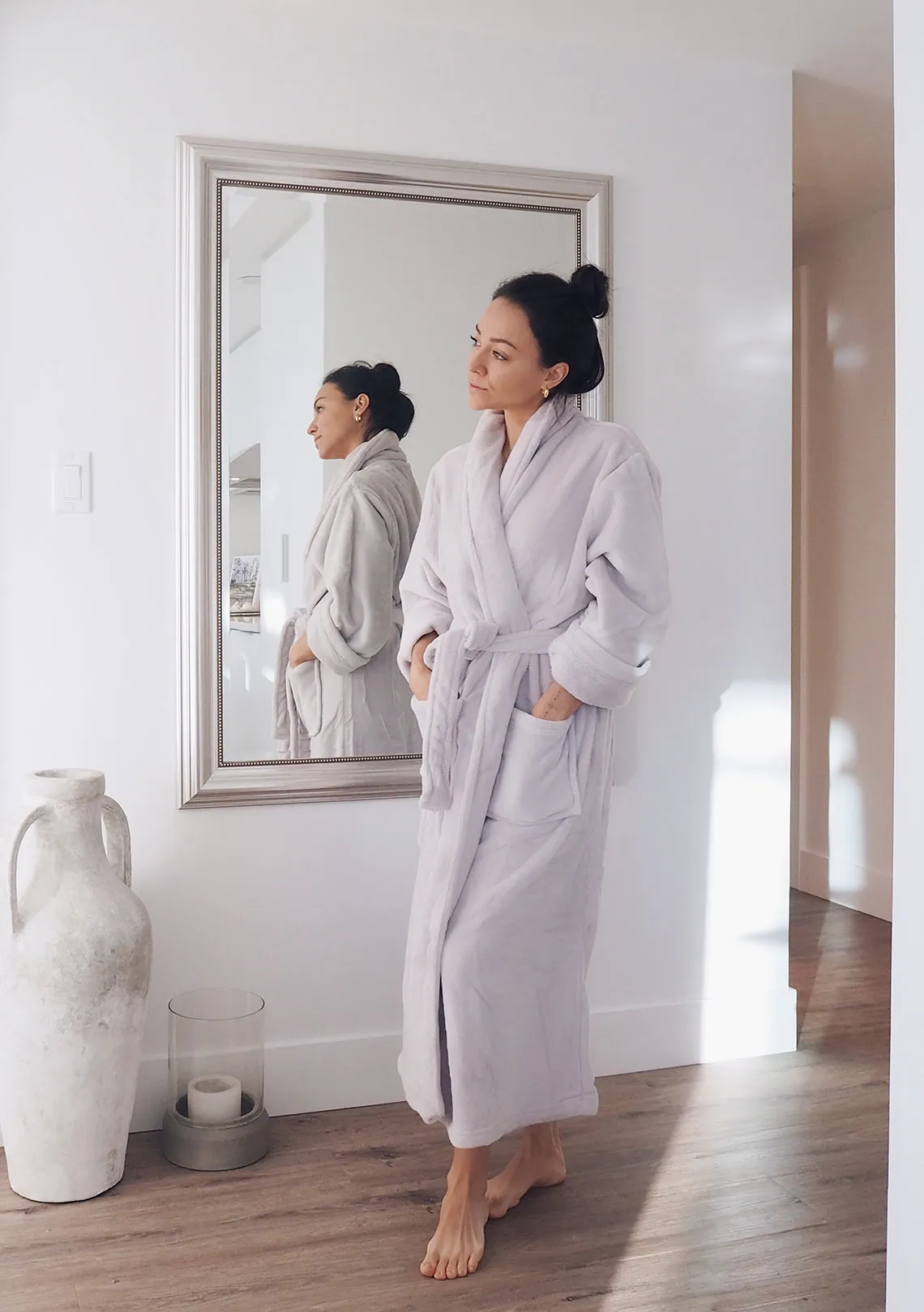 Solace Dove Grey Fleece Robe