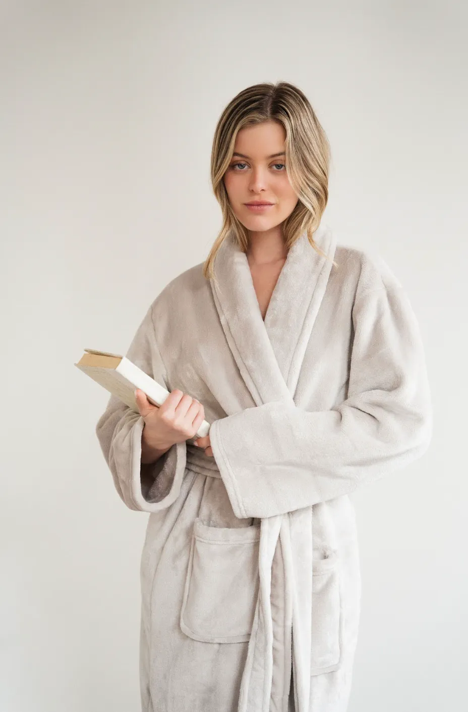 Solace Dove Grey Fleece Robe